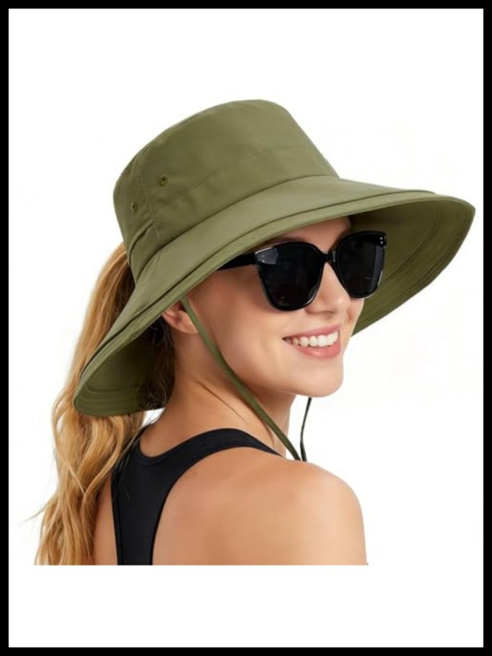 Rosoz Women Sun Hat Ponytail Hole Wide Brim UPF50+ Water-Resistant Packable